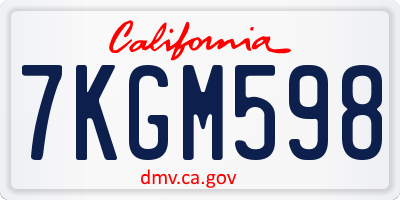 CA license plate 7KGM598