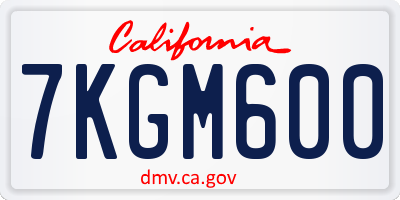 CA license plate 7KGM600