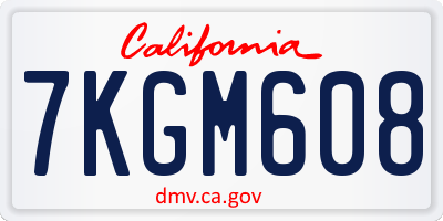 CA license plate 7KGM608