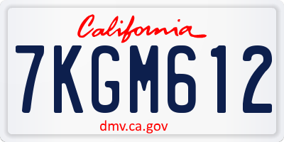 CA license plate 7KGM612