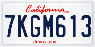 CA license plate 7KGM613