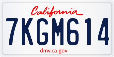 CA license plate 7KGM614