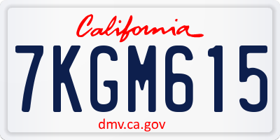 CA license plate 7KGM615
