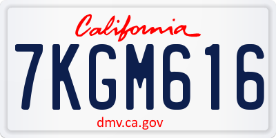 CA license plate 7KGM616