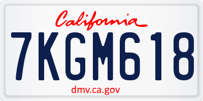 CA license plate 7KGM618