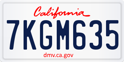 CA license plate 7KGM635