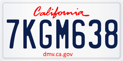 CA license plate 7KGM638