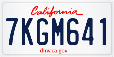 CA license plate 7KGM641