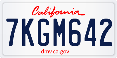 CA license plate 7KGM642