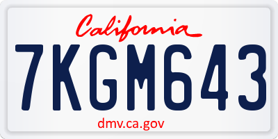 CA license plate 7KGM643