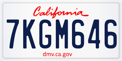 CA license plate 7KGM646
