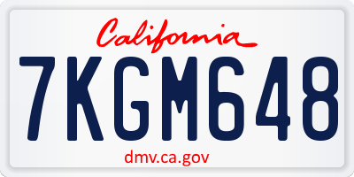 CA license plate 7KGM648