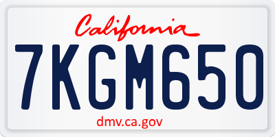 CA license plate 7KGM650