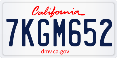 CA license plate 7KGM652