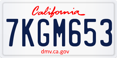 CA license plate 7KGM653