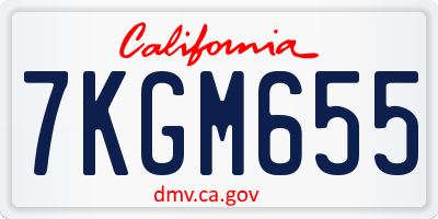 CA license plate 7KGM655