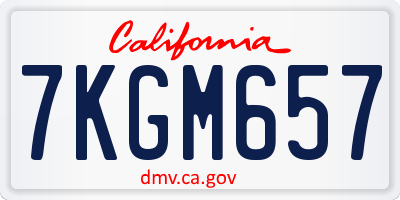 CA license plate 7KGM657