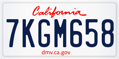 CA license plate 7KGM658