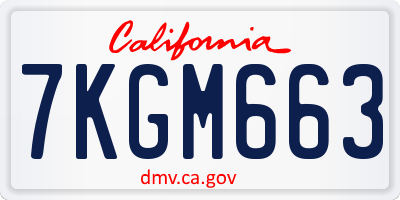 CA license plate 7KGM663