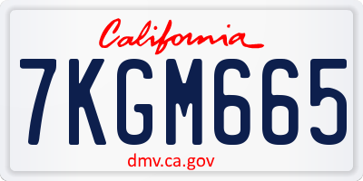 CA license plate 7KGM665