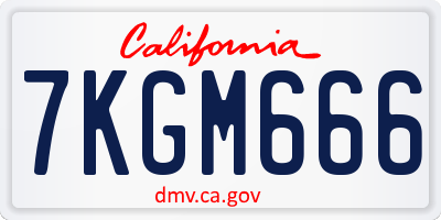 CA license plate 7KGM666
