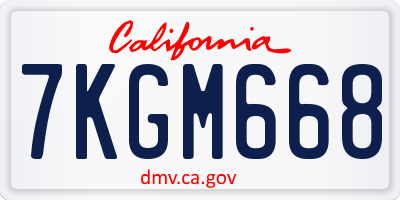 CA license plate 7KGM668