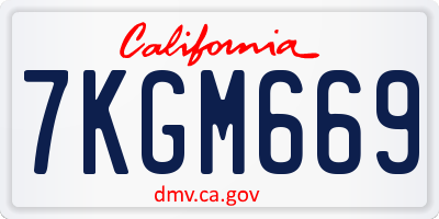 CA license plate 7KGM669