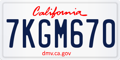 CA license plate 7KGM670