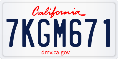 CA license plate 7KGM671