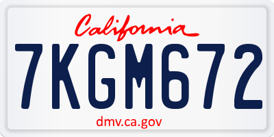 CA license plate 7KGM672