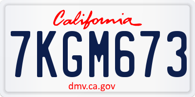 CA license plate 7KGM673