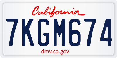 CA license plate 7KGM674