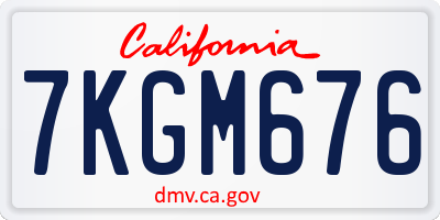 CA license plate 7KGM676