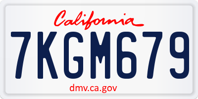 CA license plate 7KGM679