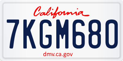CA license plate 7KGM680