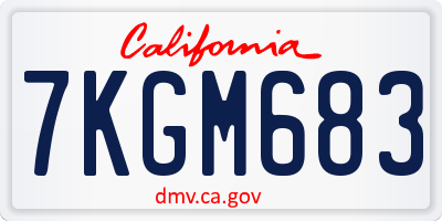 CA license plate 7KGM683
