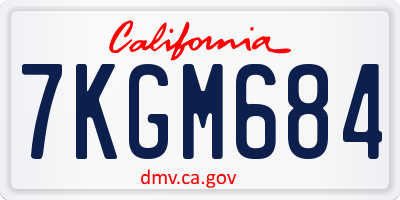 CA license plate 7KGM684