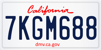 CA license plate 7KGM688