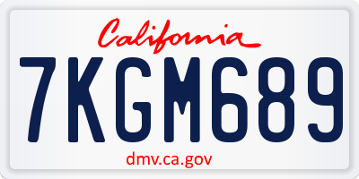 CA license plate 7KGM689