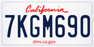 CA license plate 7KGM690