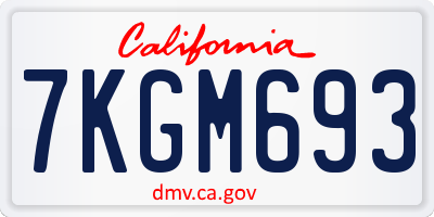 CA license plate 7KGM693