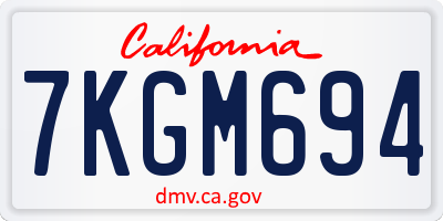 CA license plate 7KGM694