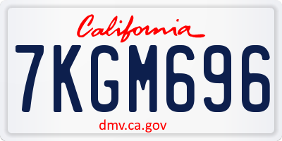 CA license plate 7KGM696