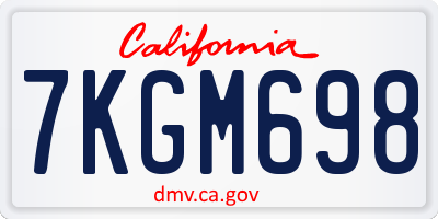 CA license plate 7KGM698