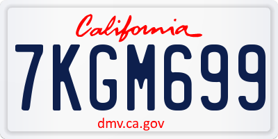 CA license plate 7KGM699