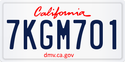 CA license plate 7KGM701
