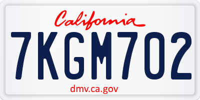 CA license plate 7KGM702