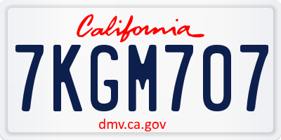 CA license plate 7KGM707