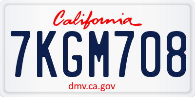 CA license plate 7KGM708