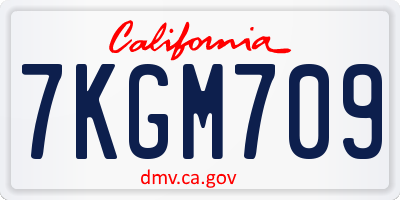 CA license plate 7KGM709